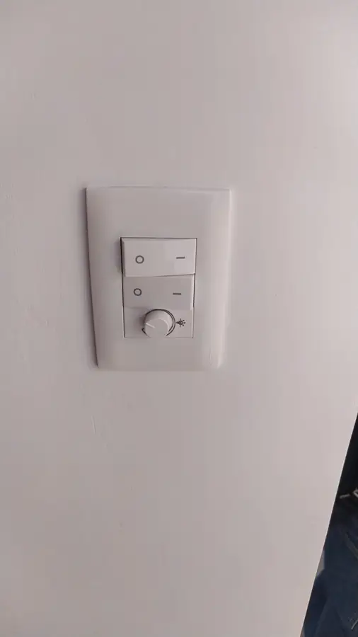Llaves de luz y regulador de intensidad instalados